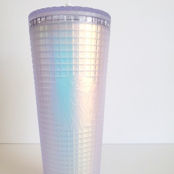 Starbucks 2022 Spring Iridescent Unicorn Grid Soft Touch Tumbler With Straw - Picture 3 of 3